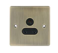 D-S51-ABB 5A Socket Unswitched Black Insert Antique Brass